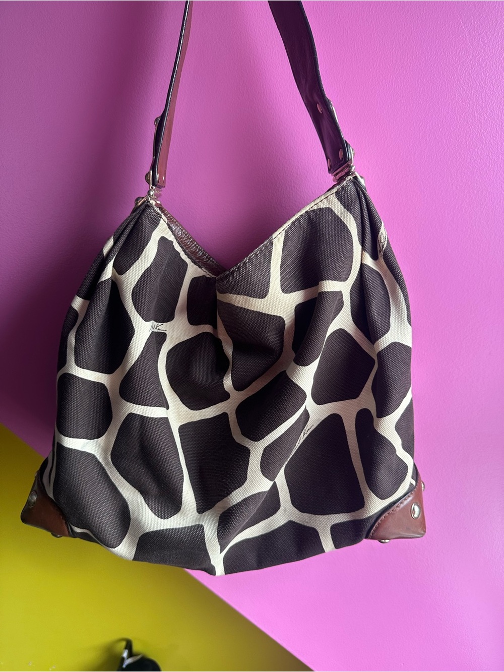 Michael Kors Giraffe Print Canvas Hobo Shoulder Bag